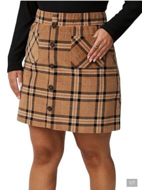 Torrid Plaid Corduroy Button Front Mini Skirt Brown Black Size 2X